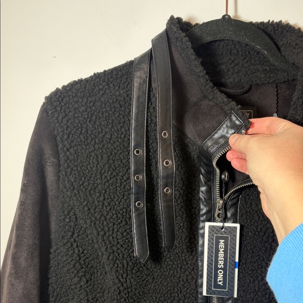 Members Only Women’s Black Moto Faux Suede Plush Jacket - NWT - XL - Picture 9 of 16